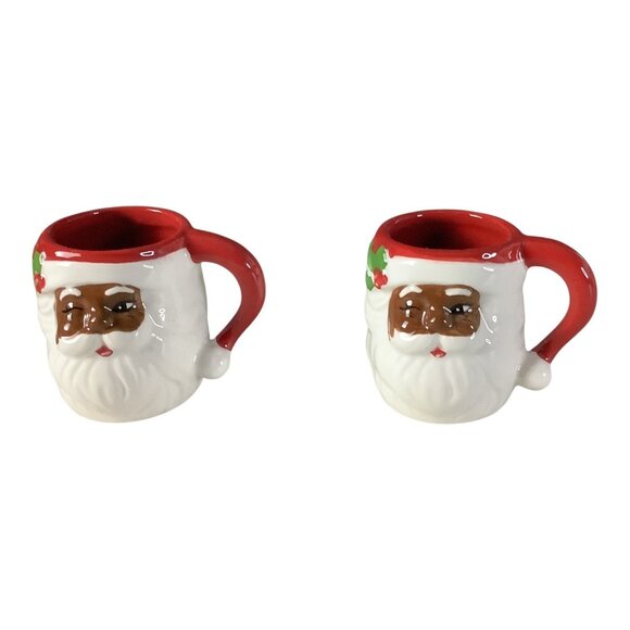 Lang Christmas Black Santa Claus Espresso Mug Set Of 2 Dishwasher Microwave Safe - Picture 5 of 5